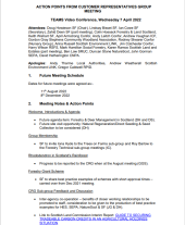 Customer Representative Group - Notes and action points from meeting of 7 April 2022